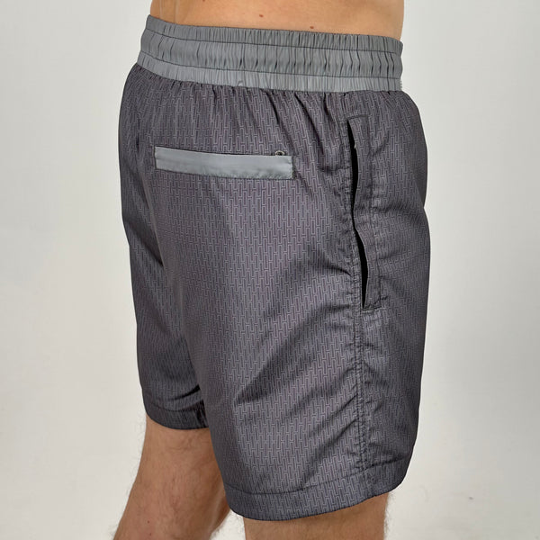 Dark Grey Pattern Swim Shorts