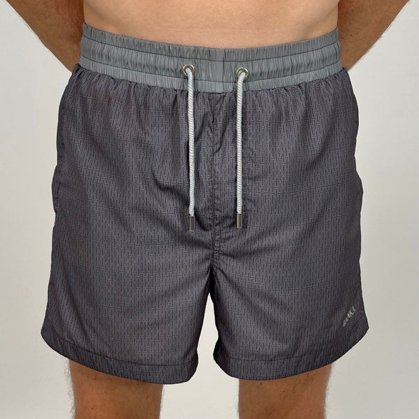 Dark Grey Pattern Swim Shorts