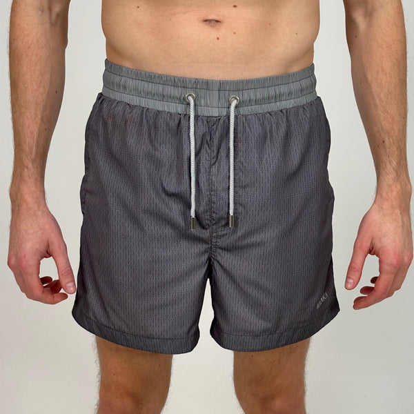 Dark Grey Pattern Swim Shorts